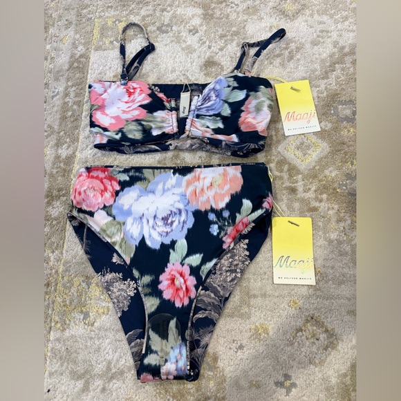 Maaji Anthropologie Sustainable Night Jungle Irene Reversible Bandeau Bikini - Picture 5 of 14